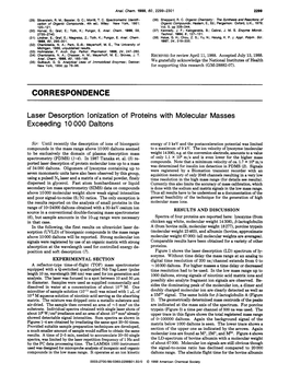 Laser Desorption Ionization of Proteins with Molecular Mass Exceeding