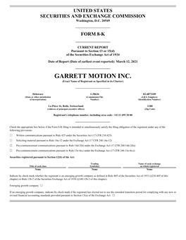 GARRETT MOTION INC. (Exact Name of Registrant As Specified in Its Charter)