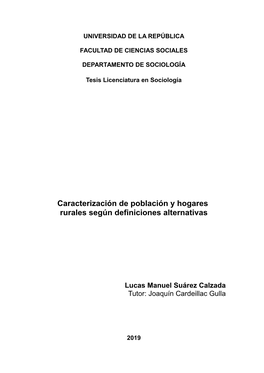 Caracterización De Población Y Hogares Rurales Según Definiciones Alternativas