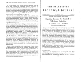 Signaling Systems for Control of Telephone Switching