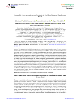 Stream Fish from Recently Deforested Basins in the Meridional Amazon, Mato Grosso, Brazil