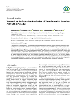 Research on Deformation Prediction of Foundation Pit Based on PSO-GM-BP Model