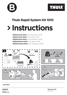 Thule Rapid System Kit 1010 Instructions