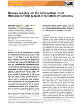 Genomic Insights Into the Acidobacteria Reveal Strategies for Their Success in Terrestrial Environments