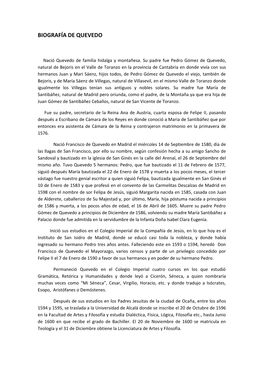 Biografía De Quevedo