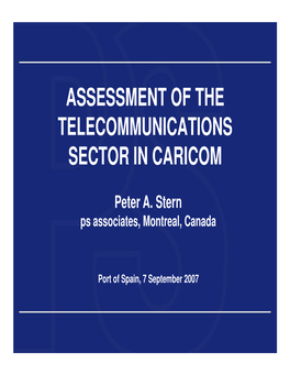 Assessment of the Telecommunications Sector in Caricom