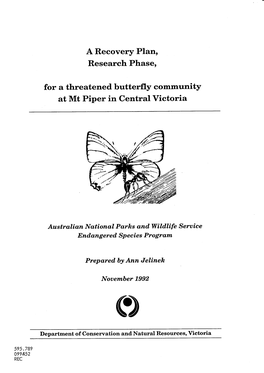 A Recovery Plan, Research Phase, for a Threatened Butterfly Community At