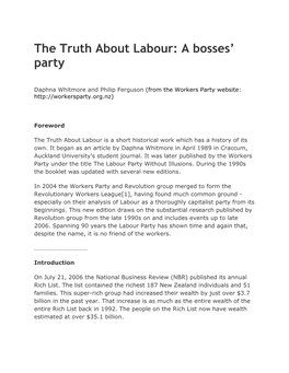The Truth About Labour: a Bosses' Party