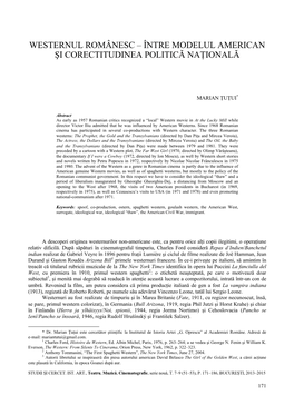 Westernul Românesc – Între Modelul American Şi Corectitudinea Politică Naţională