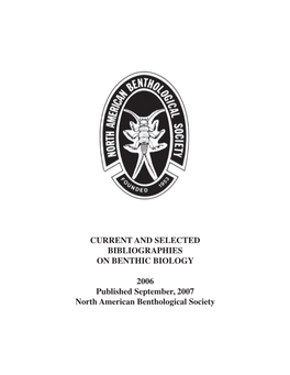 Current and Selected Bibliographies on Benthic Biology