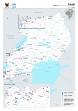 Uganda UNHCR Presence and Refugee Locations As of 11 Aug 2020