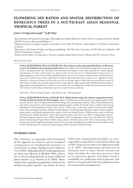 FLOWERING SEX RATIOS and SPATIAL DISTRIBUTION of DIOECIOUS TREES in a South-East ASIAN SEASONAL TROPICAL FOREST