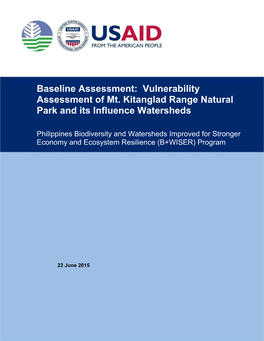Vulnerability Assessment of Mt. Kitanglad Range Natural Park and Its Influence Watersheds