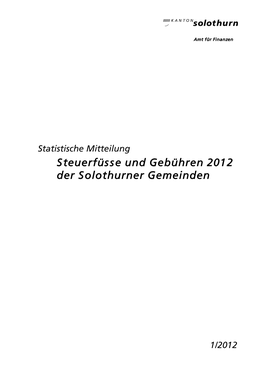 Steuern Und Gebühren 2012 Kanton Solothurn
