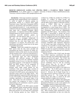 Bismuth Germanate Gamma Ray Spectra from a Classical Thick Target Experiment