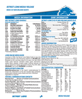 Detroit Lions Weekly Release Media Information Game