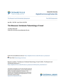 The Mesozoic Vertebrate Paleontology of Israel