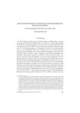 Besuchsdiplomatie Und Koalitionsreibereien Im Kalten Krieg Der Gorbach-Besuch Bei Kennedy Im Mai 1962 Günter Bischof1