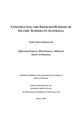 Constructing the Espoused Purpose of Islamic Schools in Australia