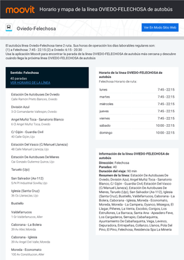 Horario Y Mapa De La Ruta OVIEDO-FELECHOSA De Autobús