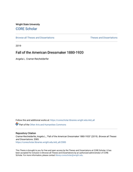 Fall of the American Dressmaker 1880-1920