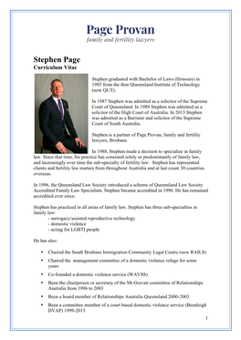 Stephen Page Curriculum Vitae