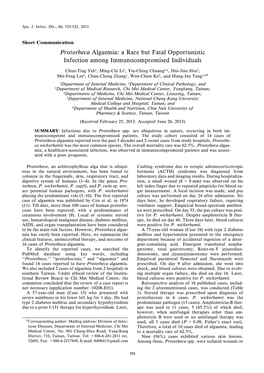 Prototheca Algaemia: a Rare but Fatal Opportunistic Infection Among Immunocompromised Individuals