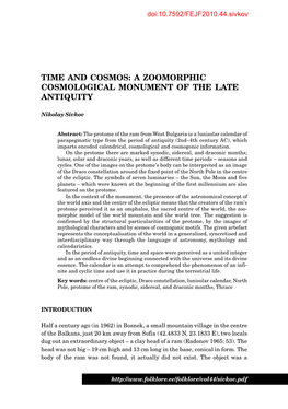 Time and Cosmos: a Zoomorphic Cosmological Monument of the Late Antiquity