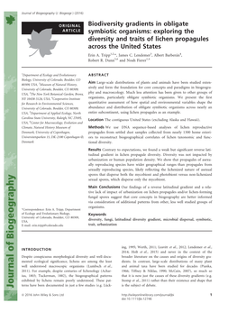 Biodiversity Gradients in Obligate Symbiotic Organisms: Exploring The