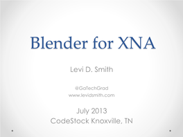 Blender for XNA