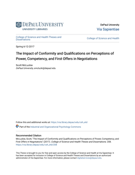 The Impact of Conformity and Qualifications on Perceptions of Power, Competency, and First Offers in Negotiations