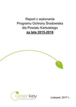 Raport Z Wykonania Programu Ochrony Środowiska Dla Powiatu Kartuskiego Za Lata 2015-2016