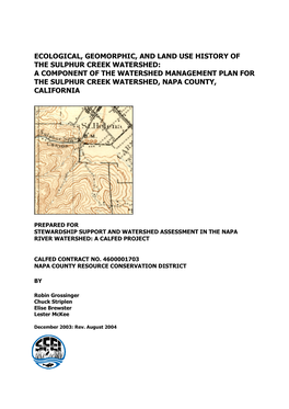 Ecological, Geomorphic, and Land Use History of the Sulphur Creek Watershed