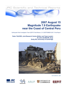 2007 August 15 Magnitude 7.9 Earthquake Near the Coast Of