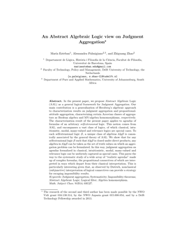 An Abstract Algebraic Logic View on Judgment Aggregation?