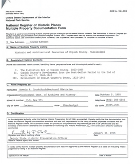 National Register of Historic Places Continuation Sheet Historic and Architectural Resources of Copiah County, Missis Sippi Seotlon Number __E Page __1