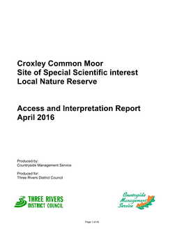Croxley Common Moor Site of Special Scientific Interest Local Nature Reserve