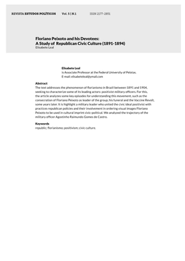 Floriano Peixoto and His Devotees: a Study of Republican Civic Culture (1891-1894) Elisabete Leal