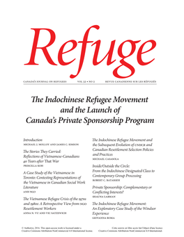 The Indochinese Refugee Movement and the Launch of Canada's Private Sponsorship Program