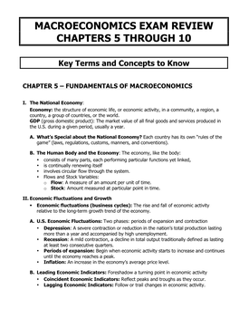 Macroeconomics Exam Review Chapters 5 Through 10