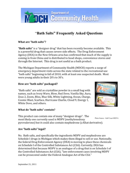 Bath Salts” Frequently Asked Questions