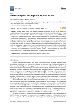Water Footprint of Crops on Rhodes Island