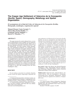 The Copper Age Settlement of Valencina De La Concepción (Seville, Spain): Demography, Metallurgy and Spatial Organization