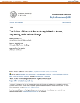 The Politics of Economic Restructuring in Mexico: Actors, Sequencing, and Coalition Change