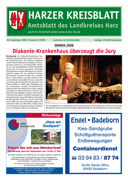 HARZER KREISBLATT Amtsblatt Des Landkreises Harz Auch Im Internet Unter