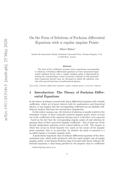 On the Form of Solutions of Fuchsian Differential Equations with N Regular