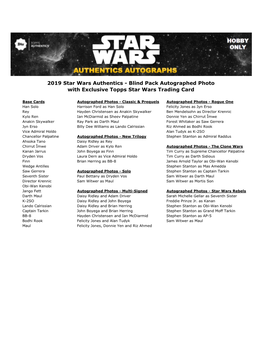 2019 Topps Star Wars Authentics Autographs Blind Pack