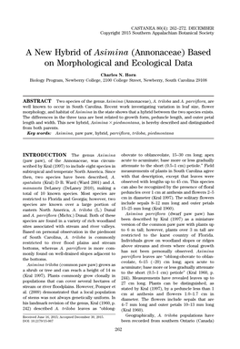 A New Hybrid of Asimina (Annonaceae) Based on Morphological and Ecological Data