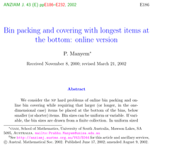 Bin Packing and Covering with Longest Items at the Bottom: Online Version