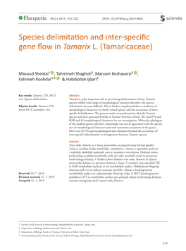 Species Delimitation and Inter-Specific Gene Flow in Tamarix L